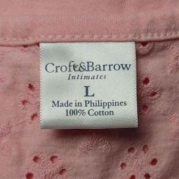 Croft & Barrow Women's Light Pink Eyelet Laced Short Sleeve Top Large - Picture 3 of 3